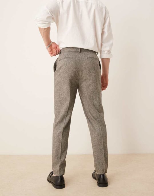 ASOS DESIGN smart tapered fit ullblandning byxor i kolgrå - Image 3