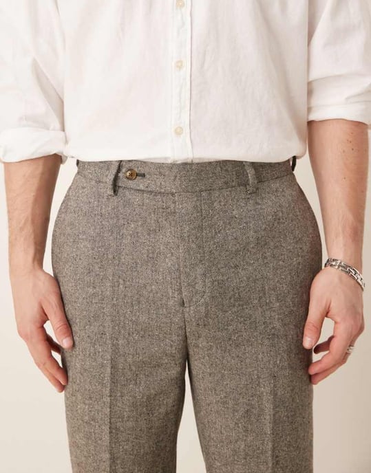 ASOS DESIGN smart tapered fit ullblandning byxor i kolgrå - Image 4