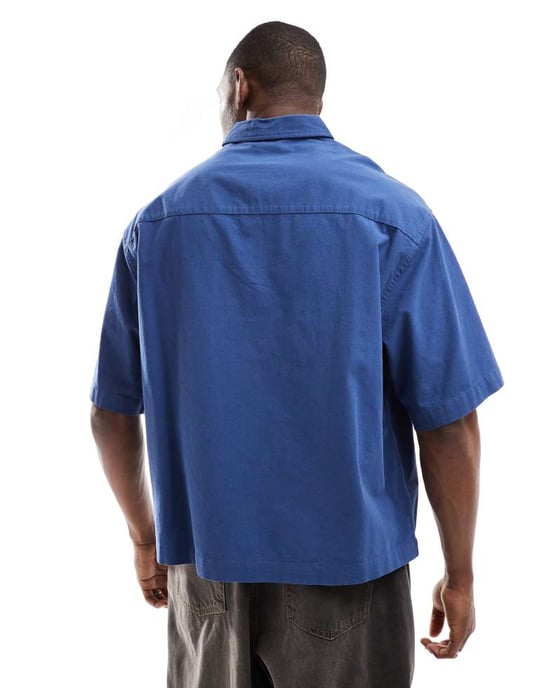 ASOS DESIGN oversized överhuvud t-shirt med boxig och texturerad design i blått - Image 4
