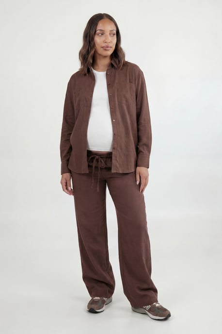 Maternity Chambray Drawstring Wide Leg Trouser - Image 1