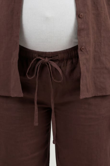 Maternity Chambray Drawstring Wide Leg Trouser - Image 3