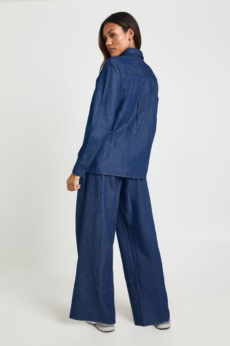 Maternity Chambray Drawstring Wide Leg Trouser - Image 2