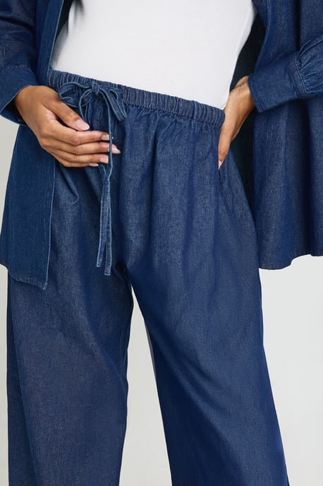Maternity Chambray Drawstring Wide Leg Trouser - Image 4