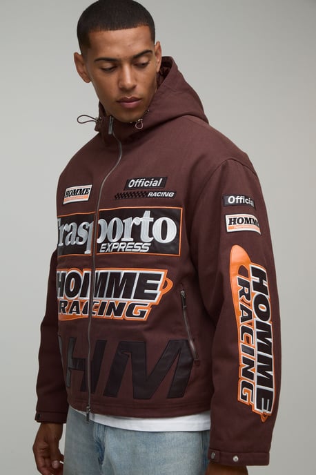 Oversized MAN Applique Twill Hooded Peaked Cagoule - Image 3