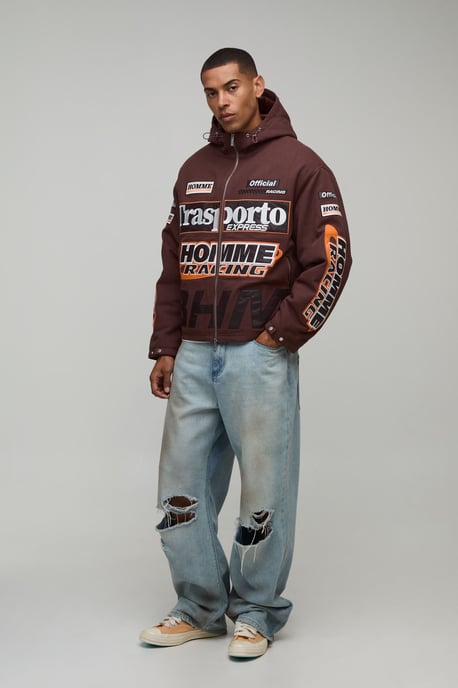 Oversized MAN Applique Twill Hooded Peaked Cagoule - Image 4