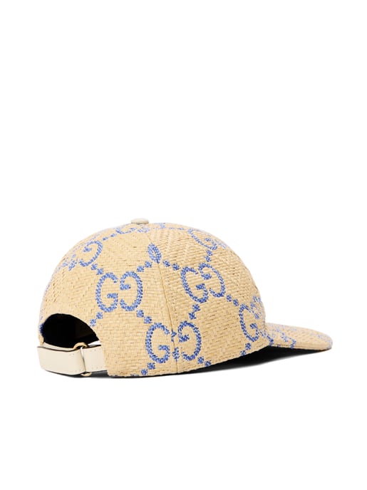 Baseballpet met raffia-effect en GG-monogram. - Image 2