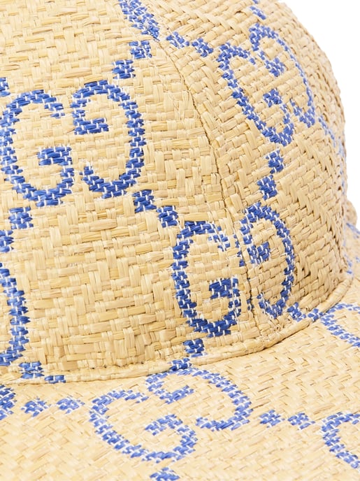 Baseballpet met raffia-effect en GG-monogram. - Image 3
