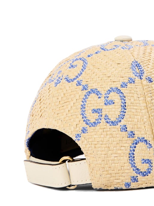 Baseballpet met raffia-effect en GG-monogram. - Image 4