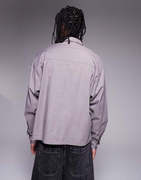 ASOS DESIGN boxig oversized skjorta i grått - Image 2
