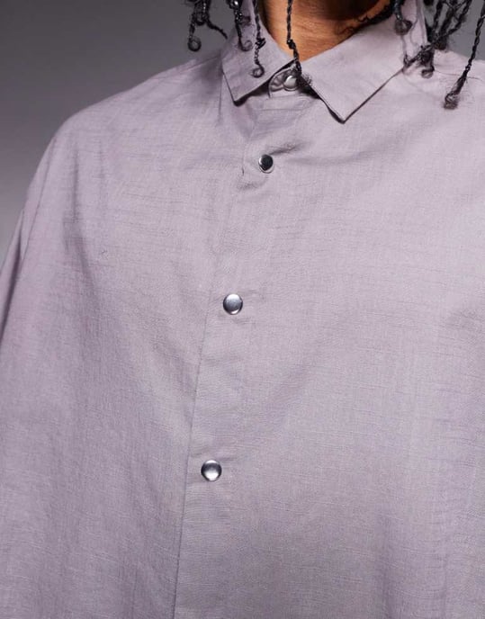 ASOS DESIGN boxig oversized skjorta i grått - Image 3