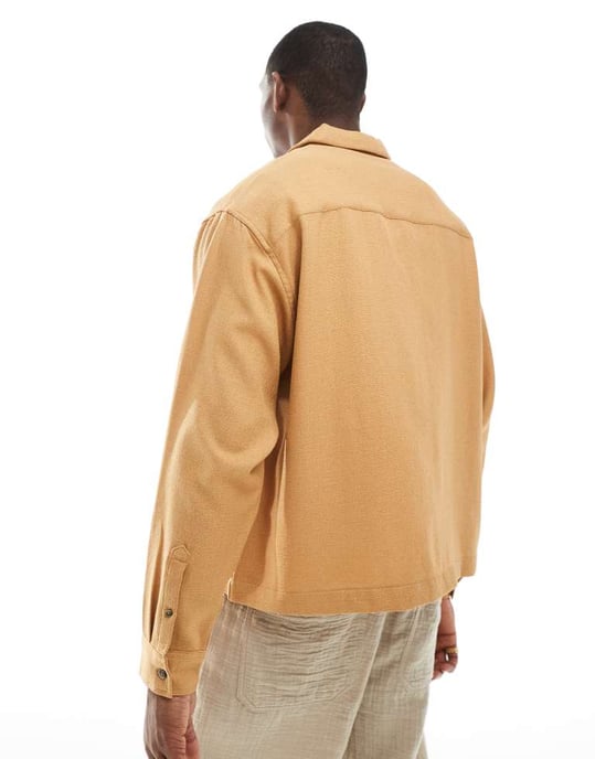 ASOS DESIGN överdimensionerad texturerad skjorta i beige - Image 4
