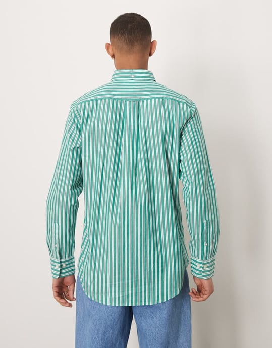 GANT sköldlogotyp klassisk randig poplinsskjorta i midgrön - Image 3