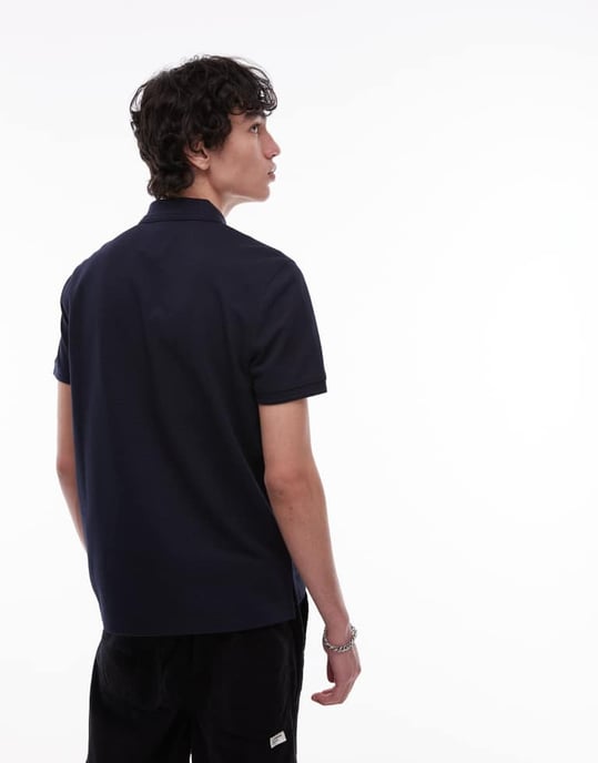 Tommy Hilfiger strukturerad regular polo skjorta i marinblått - Image 3