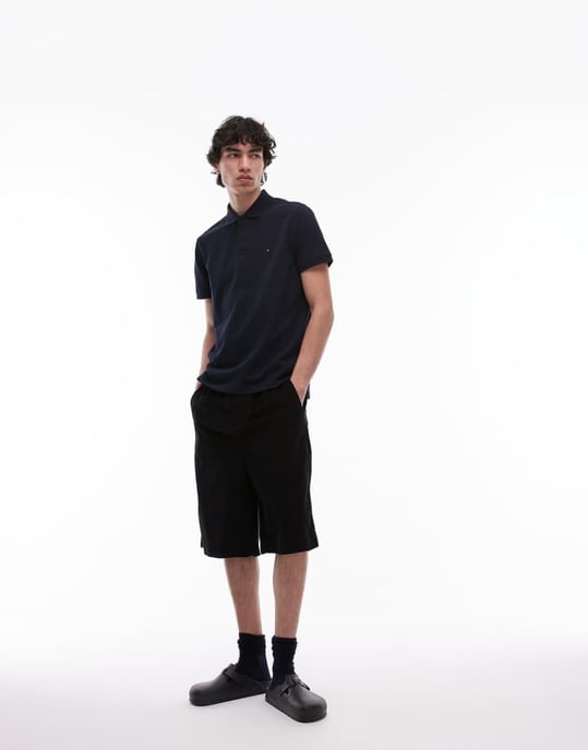 Tommy Hilfiger strukturerad regular polo skjorta i marinblått - Image 4