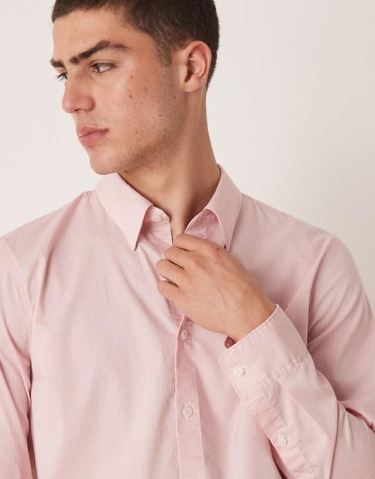 Abercrombie & Fitch formell skjorta i ljusrosa rutigt - Image 3