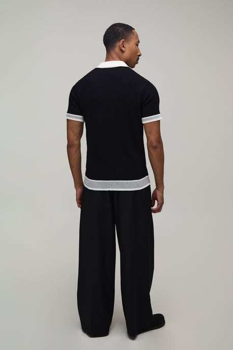 MAN Boxy Cable Embroidered Knitted Polo - Image 2