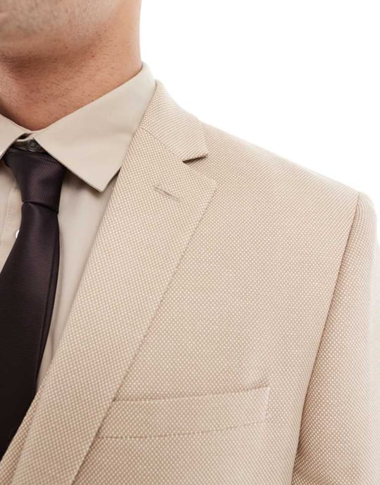 ASOS DESIGN slim suit jacket in textured stone fabric - Image 3