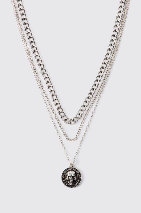 Skull Coin Layered Necklace - Image 2