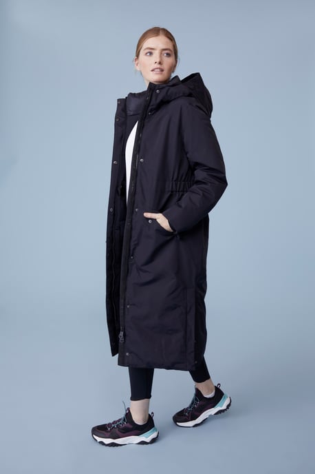 'Super Line' Women's Coat Waterproof Warm Full Zip Long Hooded Winter Jacket Black - Image 2