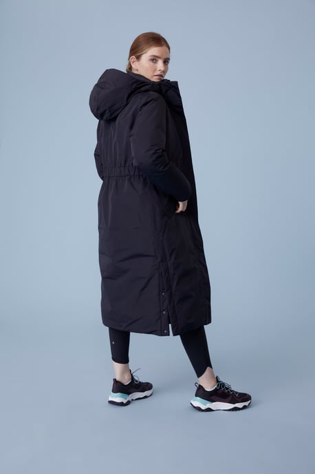'Super Line' Women's Coat Waterproof Warm Full Zip Long Hooded Winter Jacket Black - Image 3