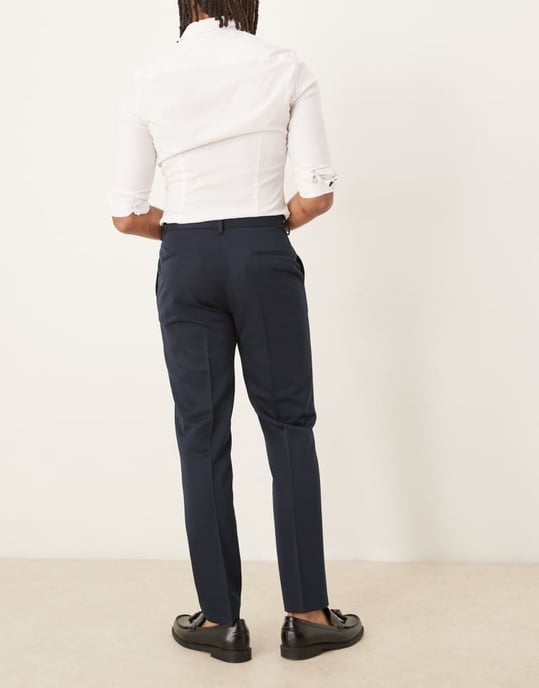ASOS DESIGN skräddarsydda slim fit byxor i marinblått - Image 3