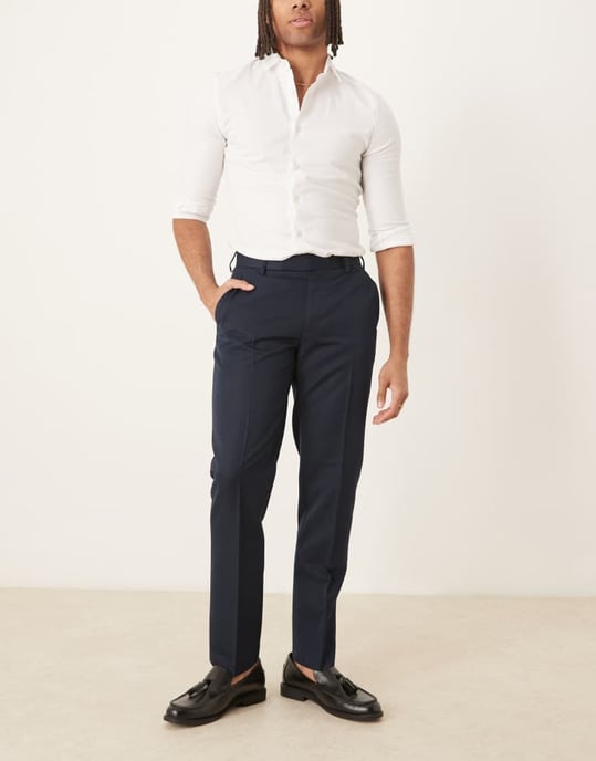 ASOS DESIGN skräddarsydda slim fit byxor i marinblått - Image 4