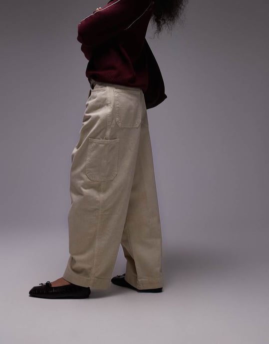 Topshop smart cargo trouser in beige - Image 2