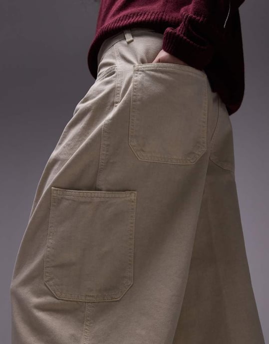 Topshop smart cargo trouser in beige - Image 4