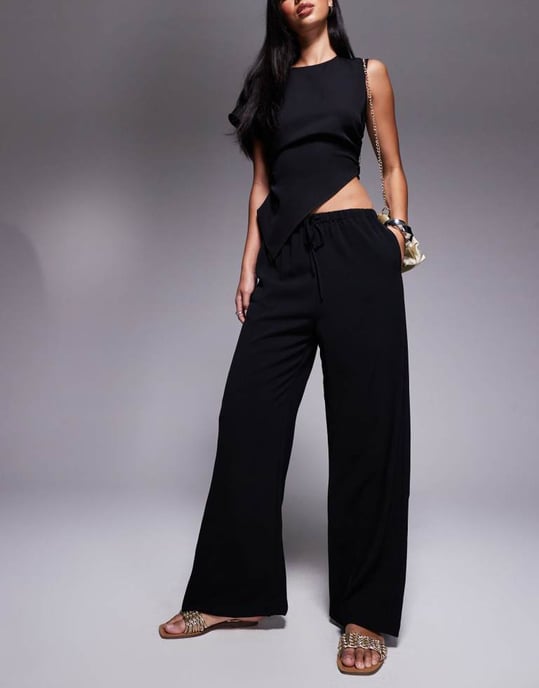 ASOS DESIGN byxorna med knytmidja i svart - Image 2