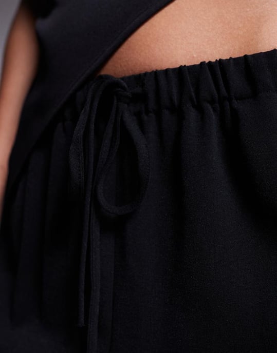 ASOS DESIGN byxorna med knytmidja i svart - Image 3