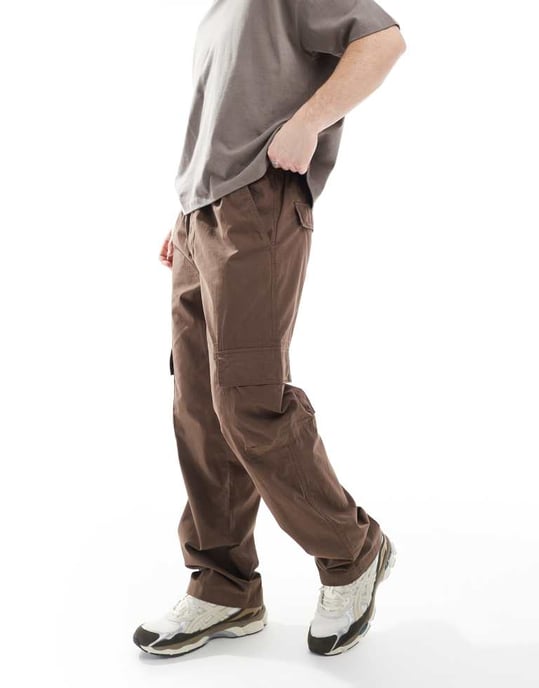 Cotton On baggy fit cargobyxor i chokladbrun - Image 4