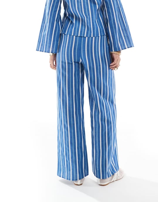 Esmee Exclusive beach trouser in blue stripe - Image 3