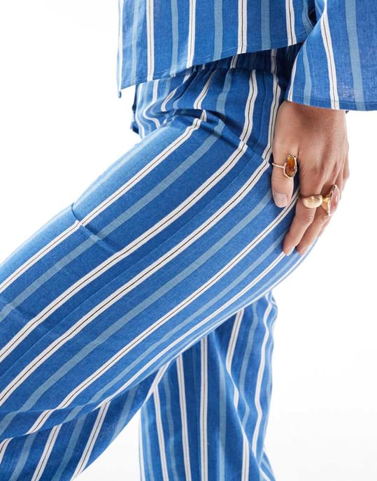 Esmee Exclusive beach trouser in blue stripe - Image 4