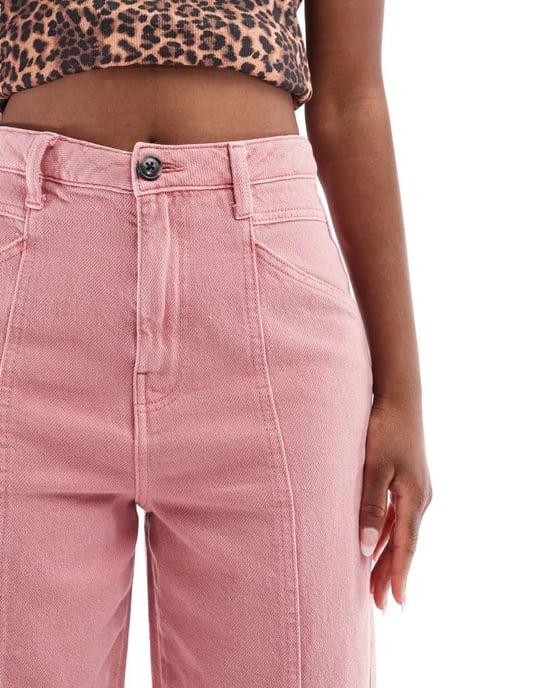 ASOS DESIGN tvättade sömda barrelbyxor i rosé - Image 4