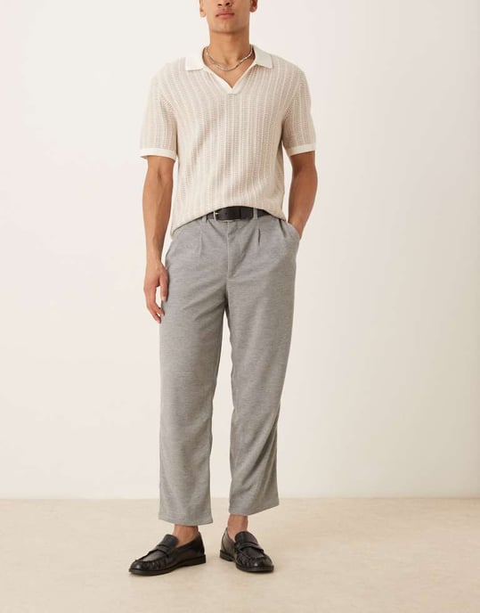 ASOS DESIGN oversized tapered snygga byxor i grått - Image 4