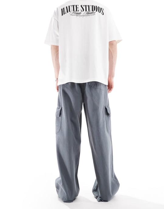 ASOS DESIGN lös cargobyxa i grått - Image 4