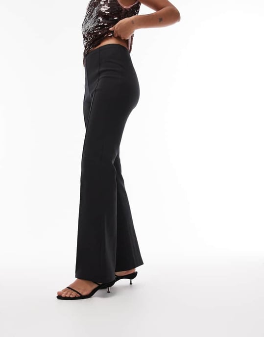 ASOS DESIGN ponte flared byxor i svart - Image 2
