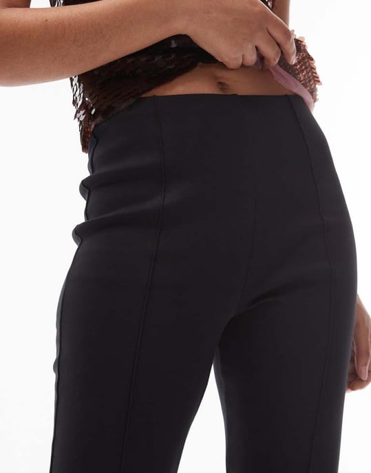 ASOS DESIGN ponte flared byxor i svart - Image 3