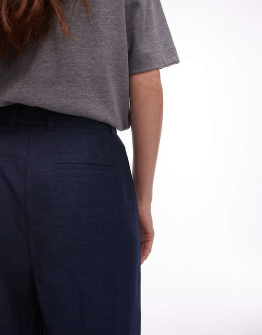 Topshop hög midja ballongveckad skräddarsydd byxa i marinblå - Image 4