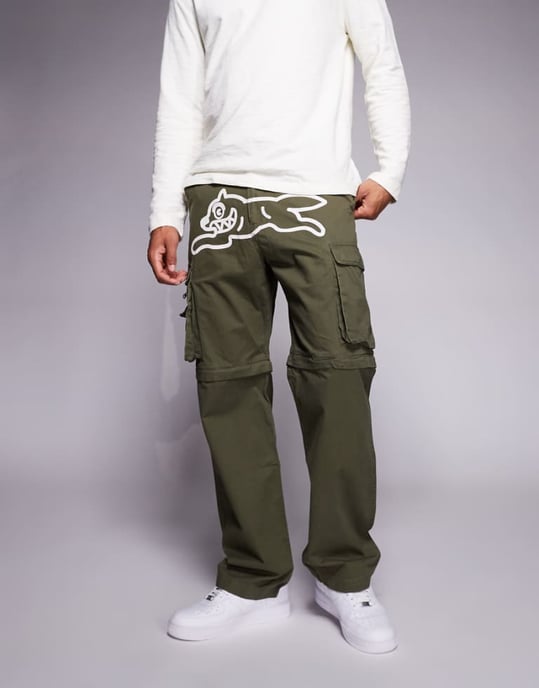 ICECREAM springande hund zip-off cargobyxor i khaki - Image 1