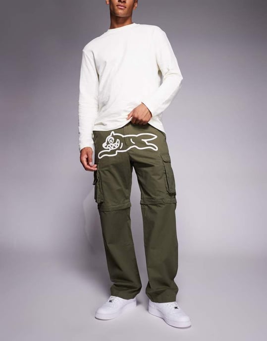 ICECREAM springande hund zip-off cargobyxor i khaki - Image 2