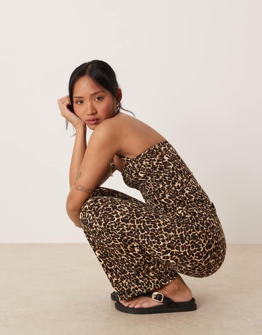 Vila Petite slinky jersey byxor set i leopardmönster - Image 2