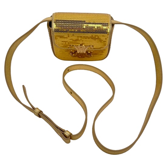 Celine Mini Triomphe Crossbody-väska i guldpaljetter - Image 2