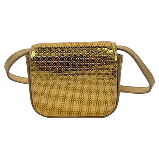 Celine Mini Triomphe Crossbody-väska i guldpaljetter - Image 4