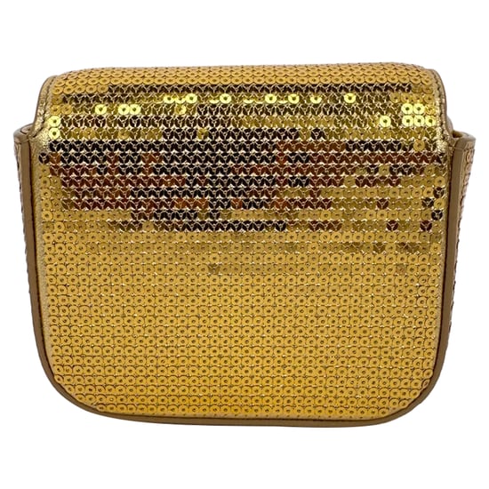 Celine Mini Triomphe Crossbody-väska i guldpaljetter - Image 5