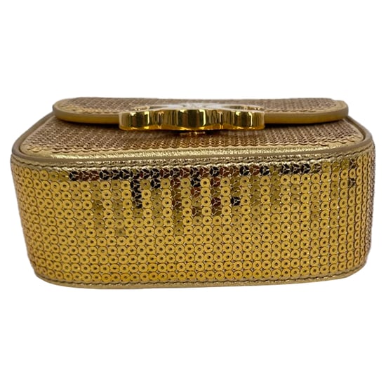Celine Mini Triomphe Crossbody-väska i guldpaljetter - Image 6