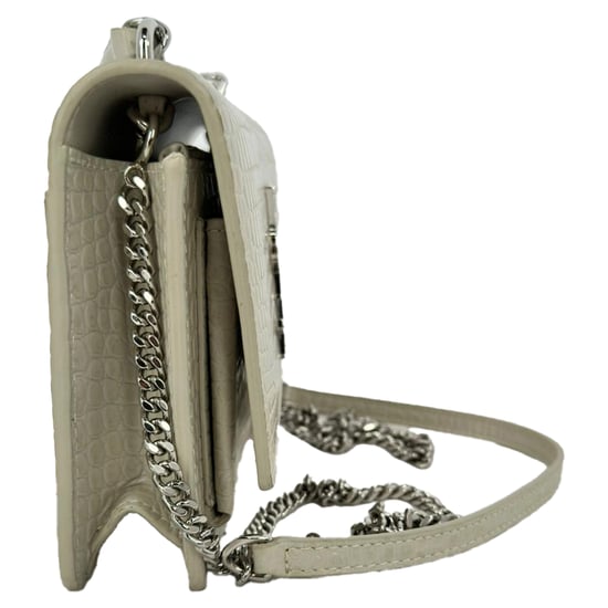 Saint Laurent Crocodile Embossed Sunset Wallet on Chain in Cream Leather - Image 3