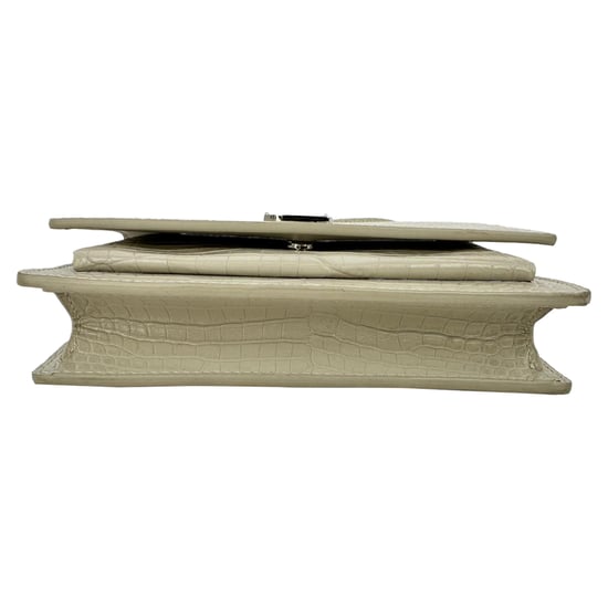 Saint Laurent Crocodile Embossed Sunset Wallet on Chain in Cream Leather - Image 5