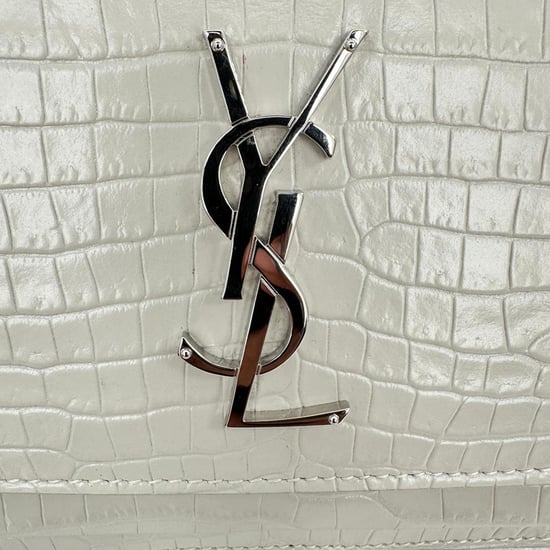 Saint Laurent Crocodile Embossed Sunset Wallet on Chain in Cream Leather - Image 6