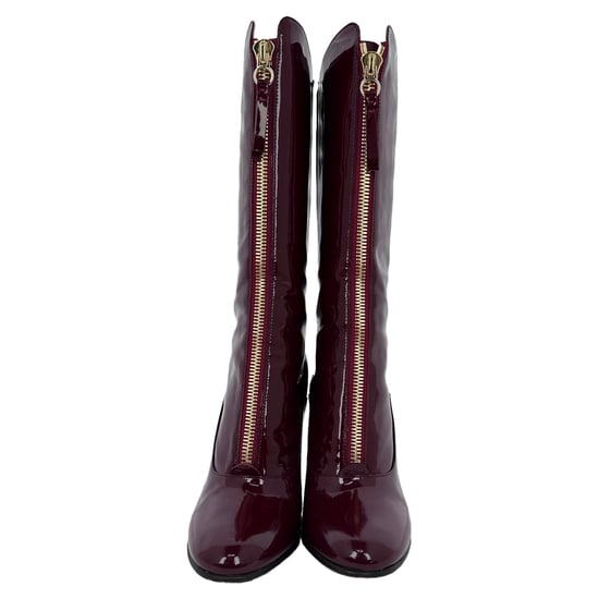 Valentino Stövlar med Dragkedjedetalj i Röd Lackläder, Mid Calf - Image 2